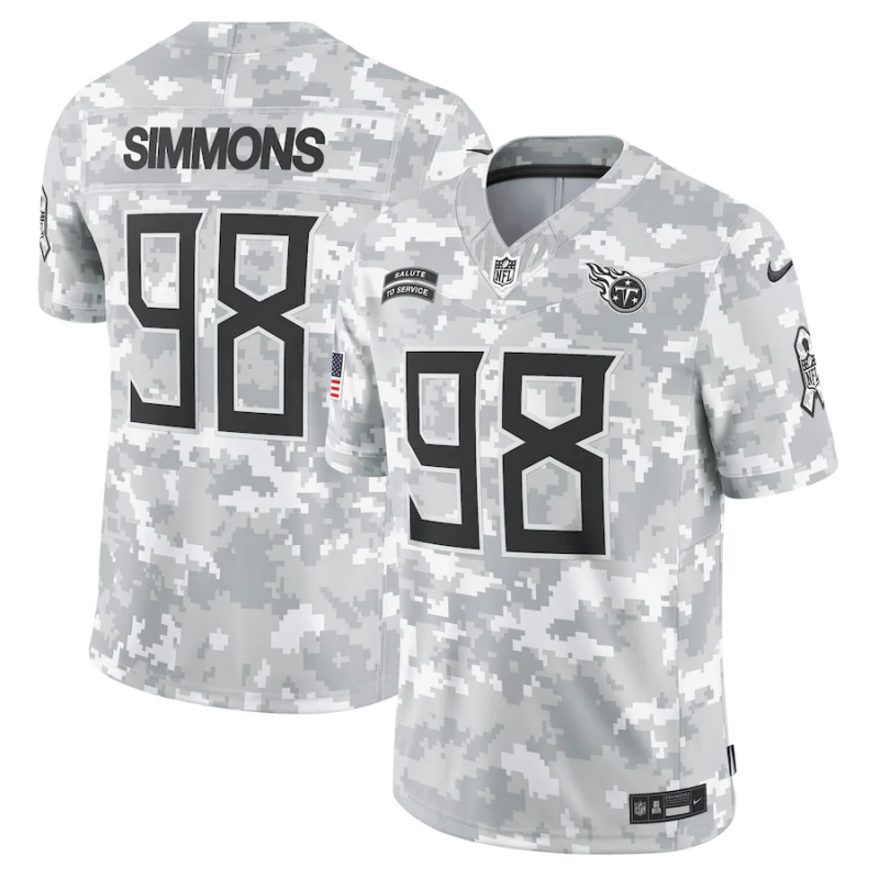 Men's Tennessee Titans Jeffery Simmons #98 Arctic Camo 2024 Salute to Service Limited Jersey Men's Tennessee Titans Jeffery Simmons #98 Arctic Camo 2024 Salute to Service Limited Jersey